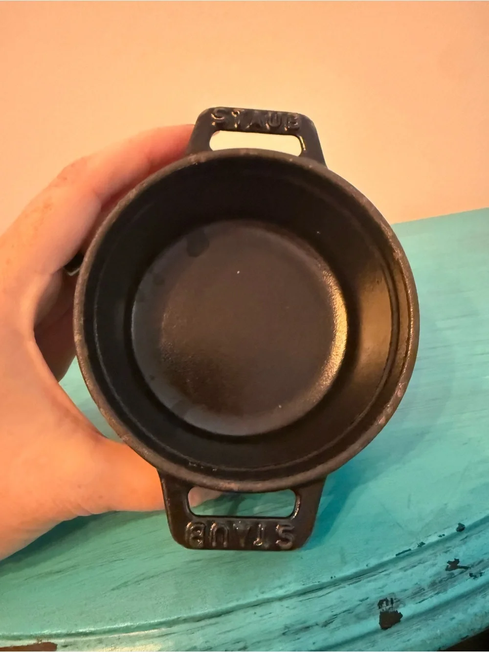 Staub Mini Round Cast Iron Cocotte No. 10 Black Made in France with Lid